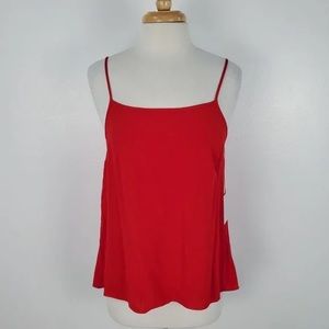 1.State Red Square Neck Solid Tank
